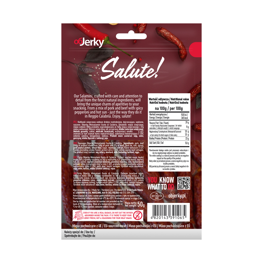 Spicy SALAMINI Calabria (pork/beef), 50 gr.